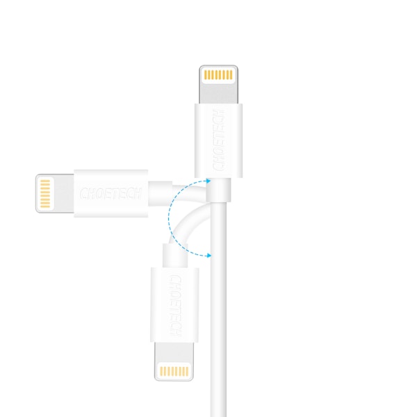 USB-A - Lightning MFI -kaapeli 1,8 m sertifioitu valkoinen