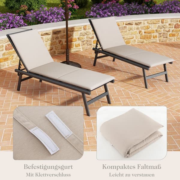 Liggestolshynde, beige, skumpolstring, 182 x 59 x 4,5 cm