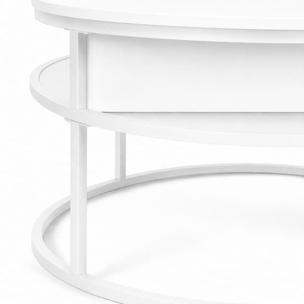 Lyftbart soffbord med förvaring – Vitt, MDF och metall