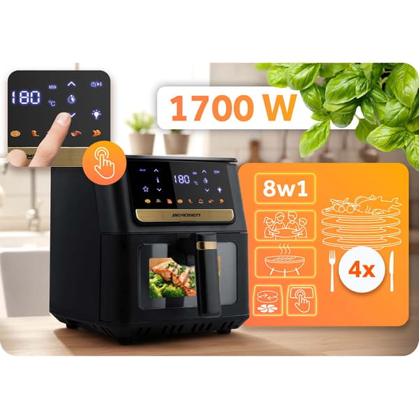 Airfryer, 6,5L, 1700W, Touchskærm, Sort