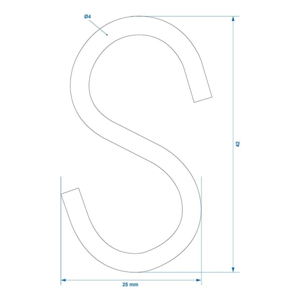 S-koukku Ø4mm 4,4x2,1cm