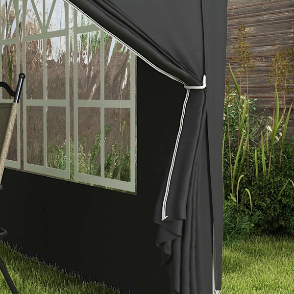 Lysthus ca 3x3m, vandafvisende, stabilt, vintersikkert pop-up foldepavillon, UV-beskyttelse 50+, foldbart partytelt, havetelt med 4 sidepaneler, lomme