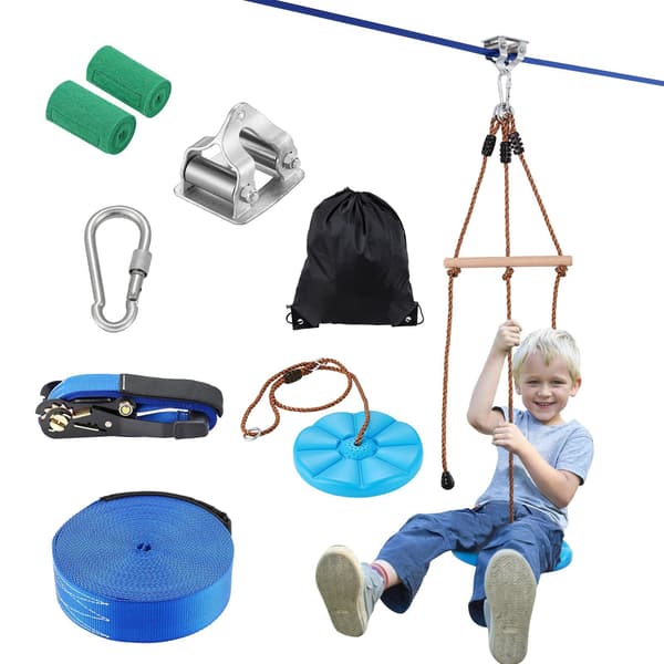 Zip Line -sarja, 52 jalkaa, 500 paunaa, valjaat, istuin, ohjaustanko