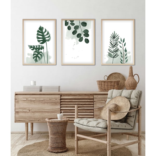 Dekorativ inramad MDF-målning (3 delar) Huhu193 - 30 x 40