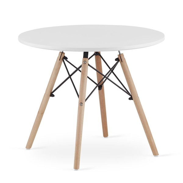 Moderne skandinavisk sofabord, hvid rund plade, 60 cm