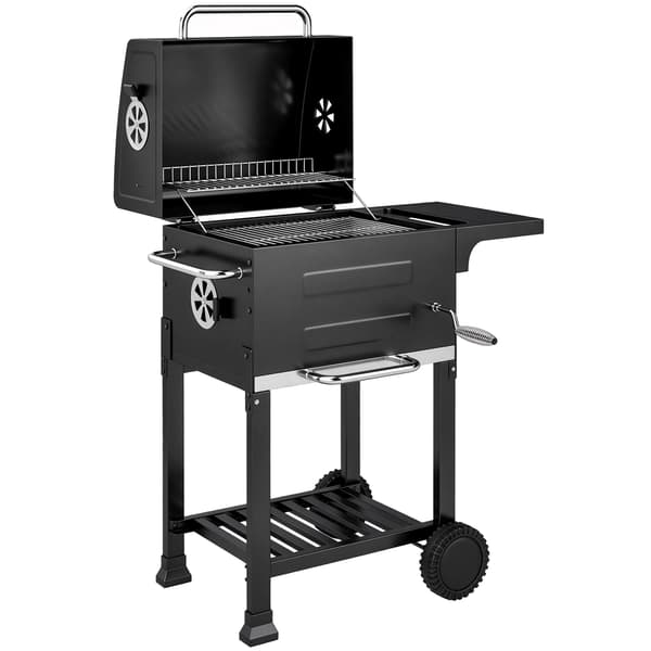 Kompakt kulgrill med termometer og sidebord