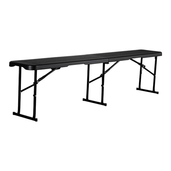 Hopfällbar bänk 1,8 m HDPE, 2-pack med bärväskor, svart