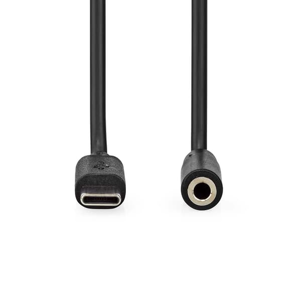 USB-C™ Sovitin | USB 2.0 | USB-C™ Uros | 3.5 mm naaras | 1.00 m | Pyöreä | Niklattu | PVC | Musta | Label