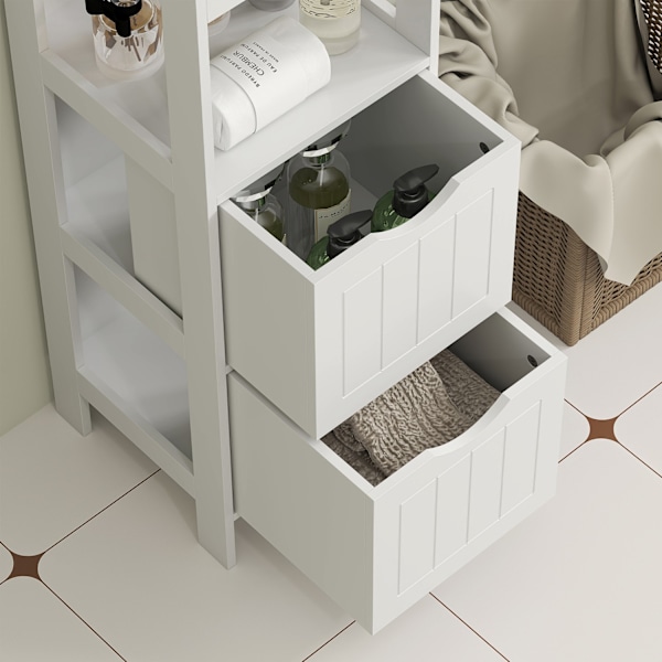 Kapea kylpyhuonekaappi, korkea wc-kaappi, jossa 2 laatikkoa ja 3 avointa lokeroa, kylpyhuonekaappi pieniin huoneisiin kylpyhuone, olohuone 30 x 30 x 1