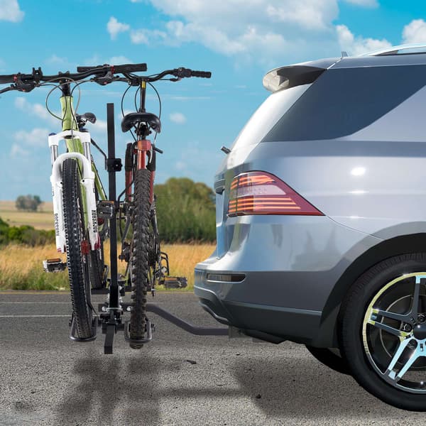 Cykelställ för dragkrok, 2 cyklar, lutningsbart och fällbart, 36 kg kapacitet