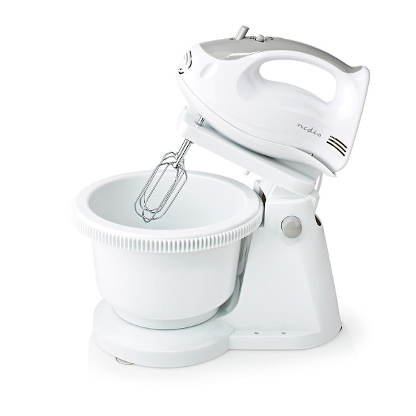 Hand Mixer | 200 W | 5-hastighedsindstilling | Turbofunktion | Dreje skål / 2 dejkroge / 2 piskeris | Grå / Hvid