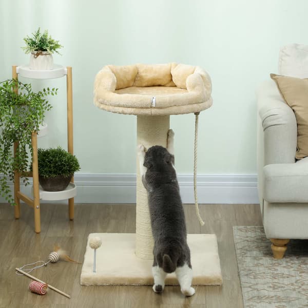 Kradsetræ med seng og legetøj, 55x55x83 cm, Beige