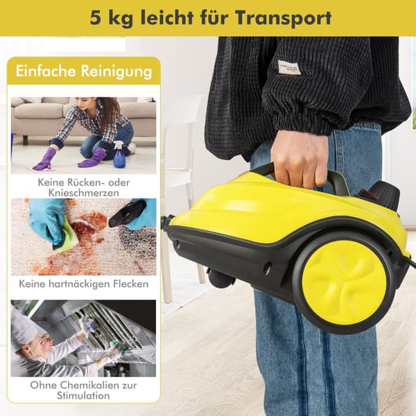 Damprenser 2000W, 1,8L tank, 13 dele, med hjul