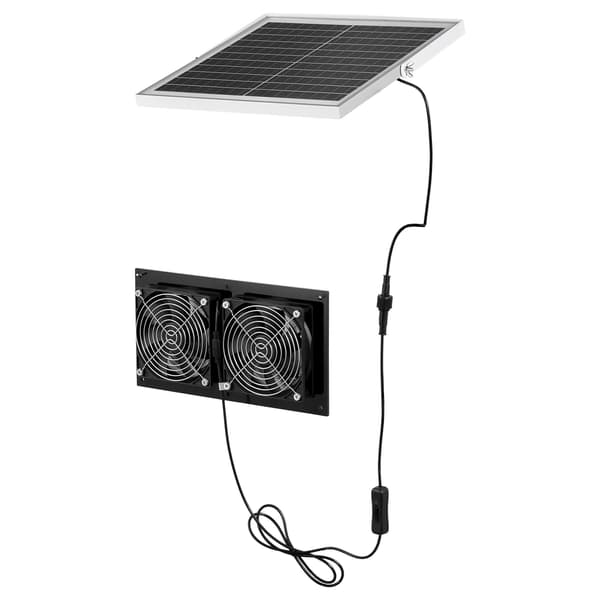 Soldriven frånluftsfläkt, 15W panel, dubbla fläktar 240 CFM