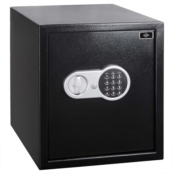Digitalt pengeskab med LED-display, sort, 35x40x40cm