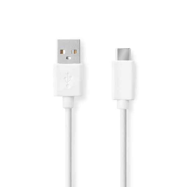 USB-C till USB-A-kabel, 0,5 m, 15 W, 480 Mbps, vit