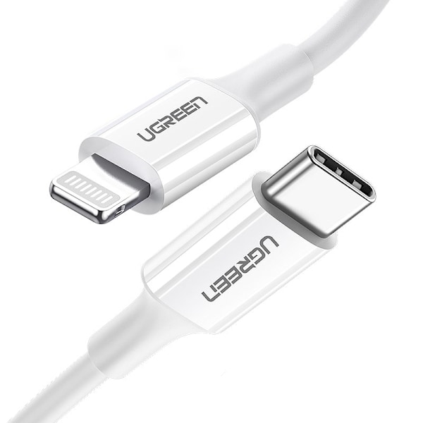 Kabel för iPhone MFi USB-C - Lightning 20W 3A 1m vit