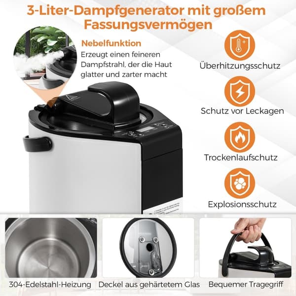 Bærbar hjemmesauna med 3L dampgenerator, grå