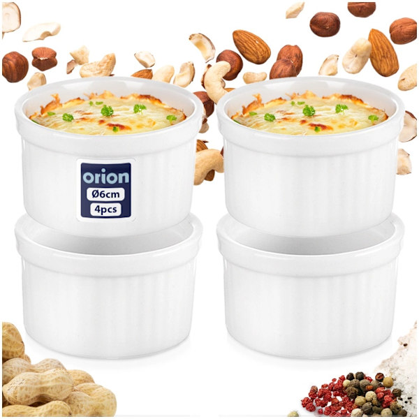Keramiska snackskålar, set, 40 ml, 4 delar, vit