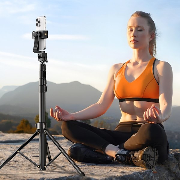 Selfie-tikku jalustalla ja Bluetooth-kaukosäätimellä pitkä selfie-tikku 1,8 m musta
