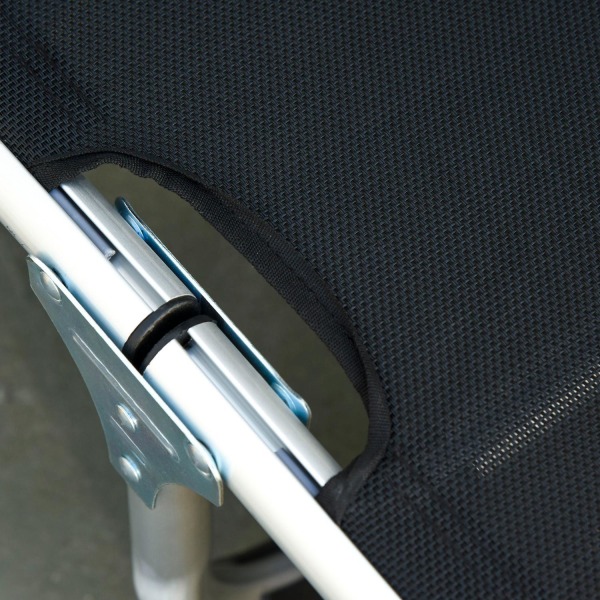 Liggestol Haveseng Liggestol Af Aluminium Stof Afslapningsstol 5-Vejs Justerbar Foldbar Ergonomisk Mesh Sort 170 X 60 X 76 Cm
