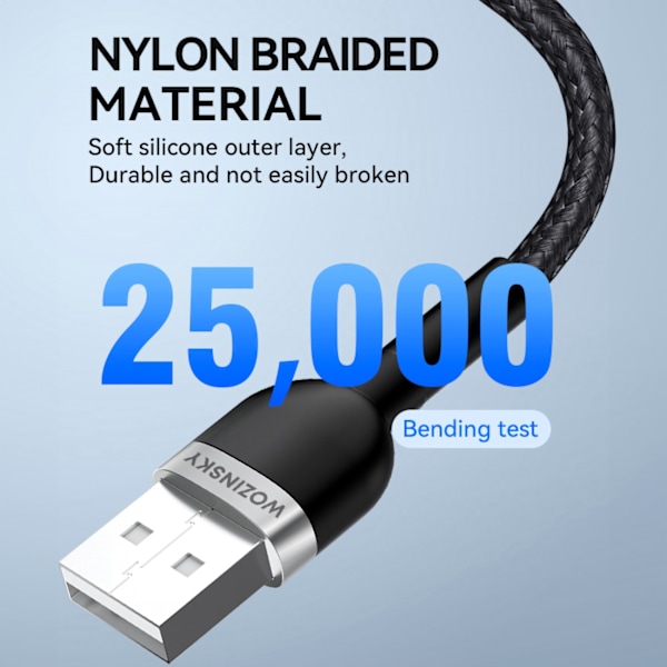 Flätad kabel för iPhone USB-A - Lightning 2.4A 1m svart