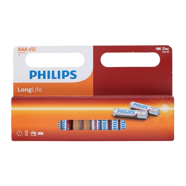 Philips LongLife - Sæt med AAA / R03 1,5V zinkbatterier 12 stk.