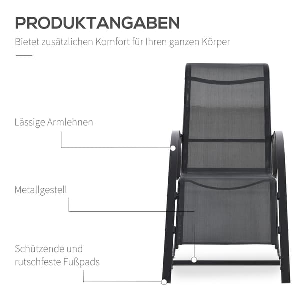 Udendørs loungesæt, 2 lænestole og sidebord, sort stof