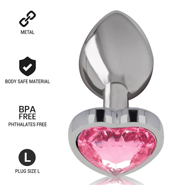 Intense - Aluminium Metal Anal Plug Pink Heart Størrelse L