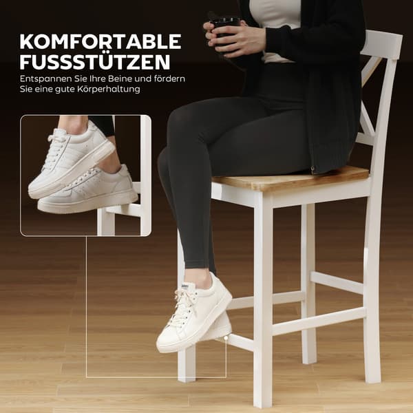 2-delt gummibarstole, eg & hvid, 60 cm sæde