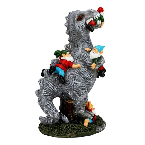 T-Rex Havepynt Spisende Nisser, Polyresin, 28,5 cm