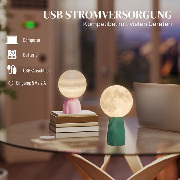 Planeetateemainen pöytälamppusarja, 3 väriä, USB-virtalähde