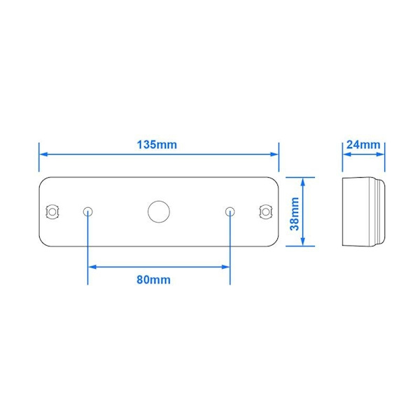 Takavalo 12/24V 2 toimintoa 135x38mm LED pidikkeellä musta läpipainopakkauksessa