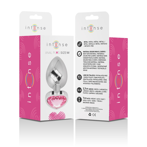 Intense - Aluminium Metal Anal Plug Pink Heart Størrelse M