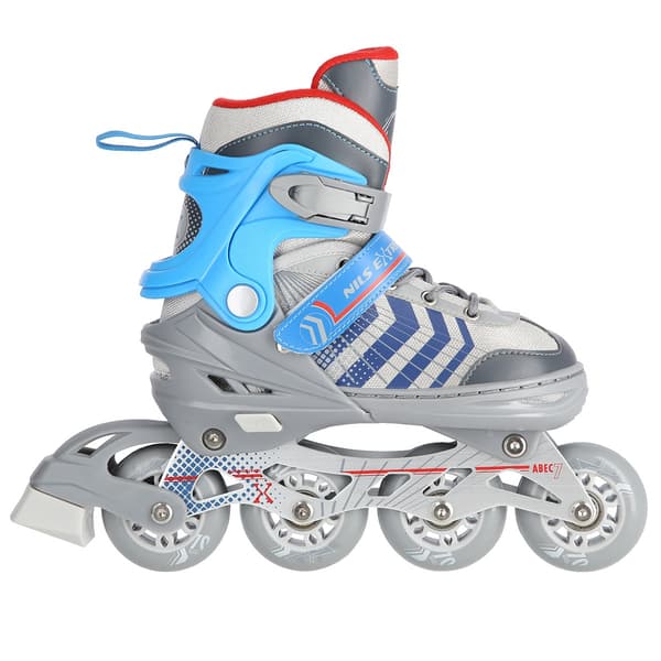 Inline- og hockeyskøjter, 4-i-1, grå/blå, størrelse M
