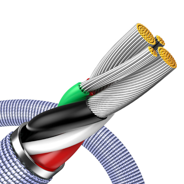 Kabel til hurtig opladning og dataoverførsel USB Iphone Lightning 2,4A 1,2m lilla