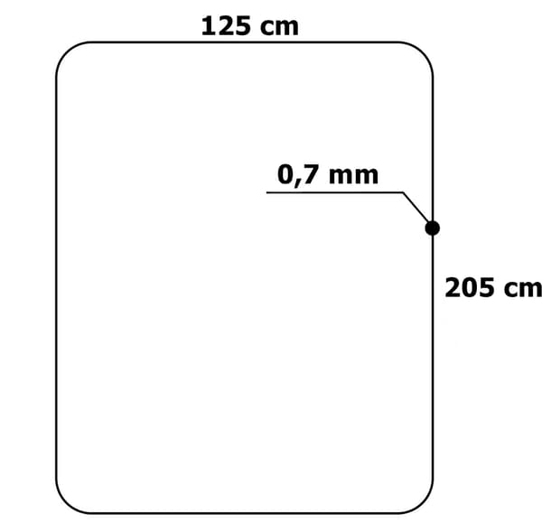 Gulvmåtte til stole, 125x205 cm, 0,7 mm polycarbonat
