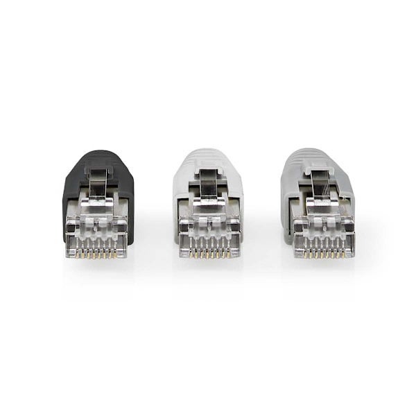 RJ45-kontakt | RJ45 Pass Through | Solid/strängad FTP CAT6 | Rak | Guldplaterad | 10 st. | PVC | Grå / Svart / Vit | Låda