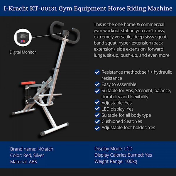 I-Kracht KT-00131: Total Fitness Crunch med Digital Monitor Sort