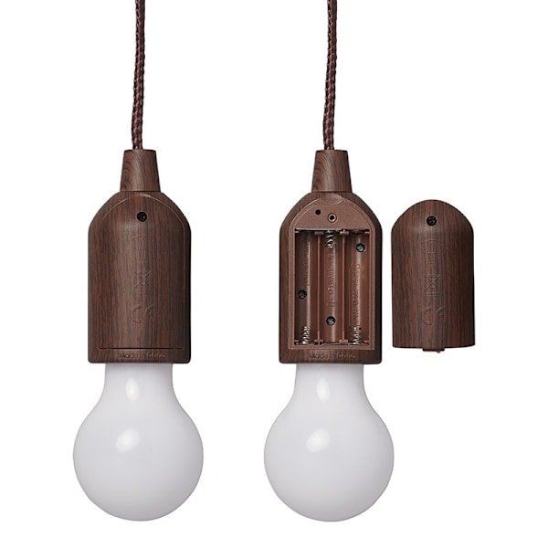 Retro lampe træmotiv med ledning 90cm