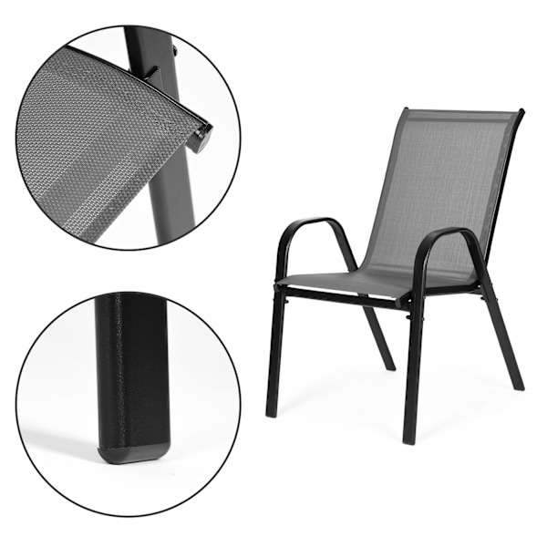 Sæt med 4 havestole til terrasse eller altan Grå MultiGarden