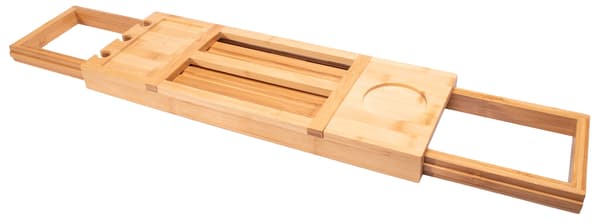 Badkarshylla i bambu, justerbar 50-85 cm
