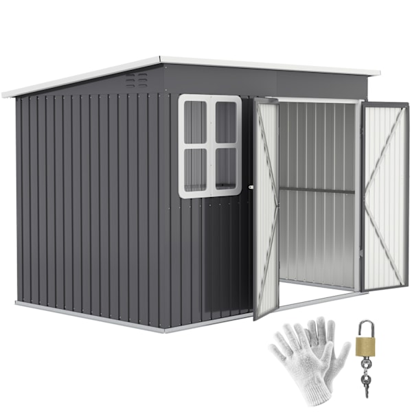 Työkaluvaja 4,13 m³, puutarhavaja, 260 x 177 x 190 cm, työkaluvaja ikkunalla, lukittava ovi, polkupyörätalli, puutarhakaappi terästä, takapihalle, puu