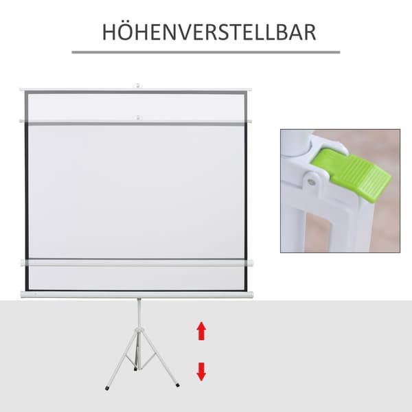 Projektionsskærm 4:3-format, 100-tommer, hvid