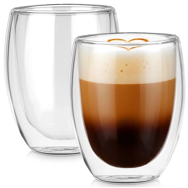 Dubbelväggiga glas för kaffe och te, 370 ml, set om 2