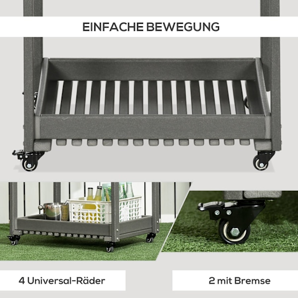 Serveringsvogn Grillvogn Med Håndklædeholder, Havevogn Med 2 Hylder, Udendørs Multifunktionsbord, 87X50X80Cm