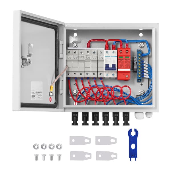 PV-kombinationsboks, 6 strenge, IP65, 63A afbryder, 10A sikringer