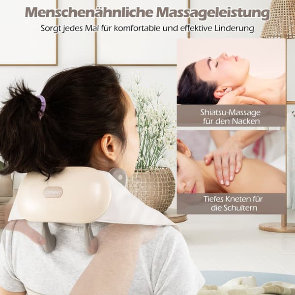 Shiatsu-niska- ja hartiahierontalaite lämmöllä, langaton