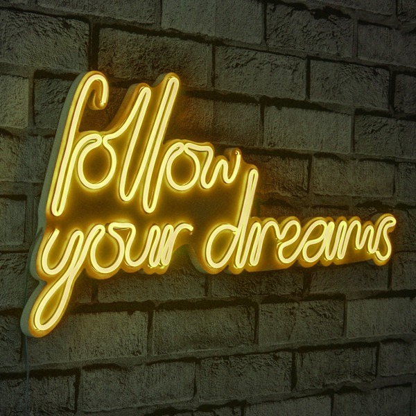 Dekorativ Plast Led-belysning Follow Your Dreams - Gul