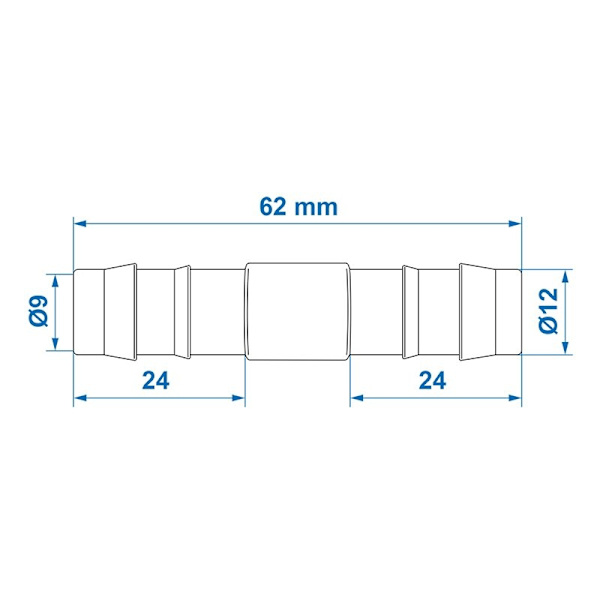 Vattenslangsanslutning rak 12mm 2 stycken i blister